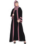Modest Contrast band with inner Dubai Kaftan Black