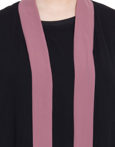 Modest Contrast band with inner Dubai Kaftan Black