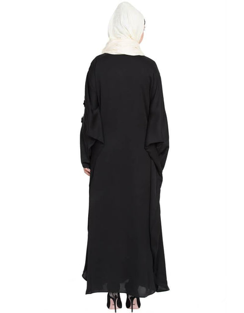 Women Embroidered patch butterfly Kaftan Black