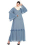 Muslimah Bell Sleeve flowers around knee party Abaya Blue