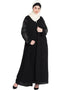 Chic Sleeve embroidered front open with Inner Abaya Black