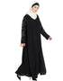 Chic Sleeve embroidered front open with Inner Abaya Black