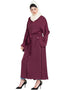 Trendy Front open with Belt wine Abaya Wine