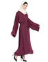 Trendy Front open with Belt wine Abaya Wine