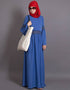 Islamic Lace at Waist and Sleeve Classic Abaya Blue