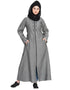 Dubai Front open with zip Denim Abaya Grey