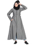 Dubai Front open with zip Denim Abaya Grey