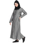 Dubai Front open with zip Denim Abaya Grey