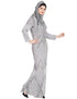 Muslim Full embellished Grey Party Abaya Grey