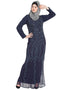 Modest Full embellished Navy Party Abaya Navy Blue
