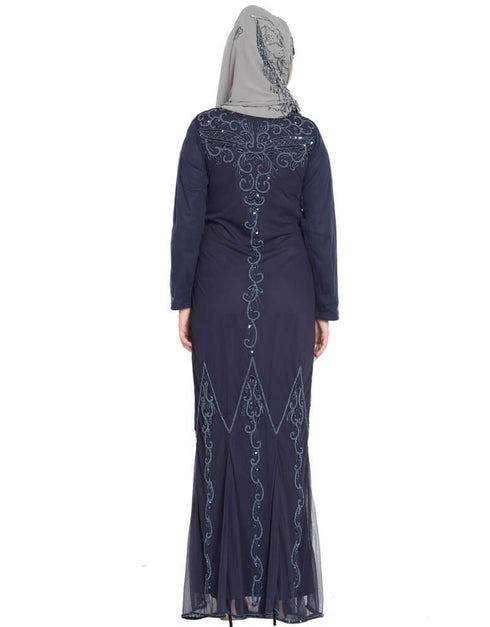 Modest Full embellished Navy Party Abaya Navy Blue