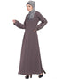 Islamic sleeve embroidered Umbrella Abaya Brown
