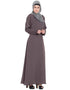 Islamic sleeve embroidered Umbrella Abaya Brown