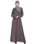 Islamic sleeve embroidered Umbrella Abaya Brown