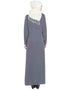 Trendy Decorative Button Front Open Abaya Grey