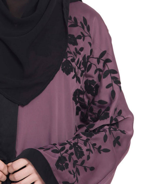 Modern Front Open embroidered Dubai Kaftan Purple