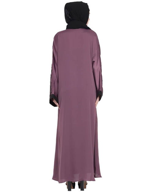 Modern Front Open embroidered Dubai Kaftan Purple