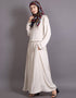 Arabic Raw/frayed Edge Pleats at Waist Funky Abaya Cream
