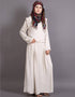 Arabic Raw/frayed Edge Pleats at Waist Funky Abaya Cream