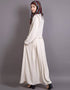 Arabic Raw/frayed Edge Pleats at Waist Funky Abaya Cream