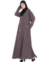 Dubai Front Embroidered Umbrella Abaya Brown