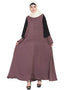 Muslim Double Sleeve Pearl beaded Abaya Brown