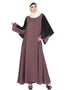 Muslim Double Sleeve Pearl beaded Abaya Brown