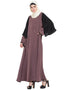 Muslim Double Sleeve Pearl beaded Abaya Brown