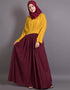 Women pleated contrast casual chic abaya Yellow