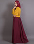 Women pleated contrast casual chic abaya Yellow