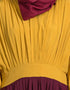 Women pleated contrast casual chic abaya Yellow