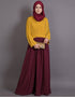 Women pleated contrast casual chic abaya Yellow