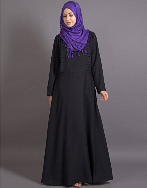 Muslimah Frill Casual Abaya Black