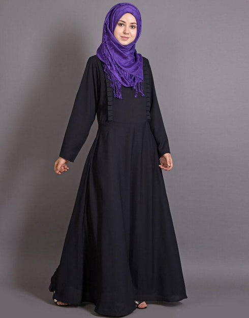 Muslimah Frill Casual Abaya Black
