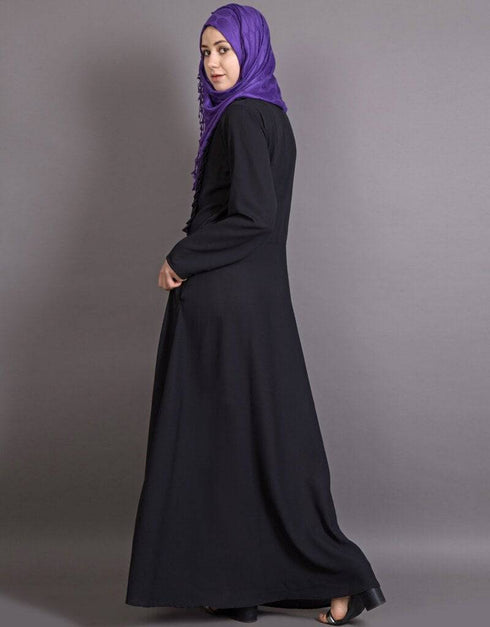 Muslimah Frill Casual Abaya Black