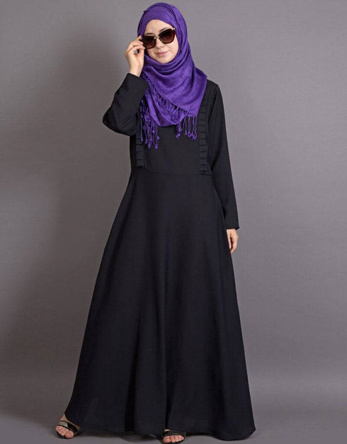 Muslimah Frill Casual Abaya Black