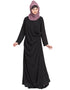 Chic Pleating at Waist Casual Abaya Black