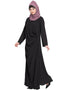 Chic Pleating at Waist Casual Abaya Black