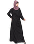 Chic Pleating at Waist Casual Abaya Black