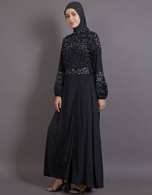 Dubai Embellished Burqown Black