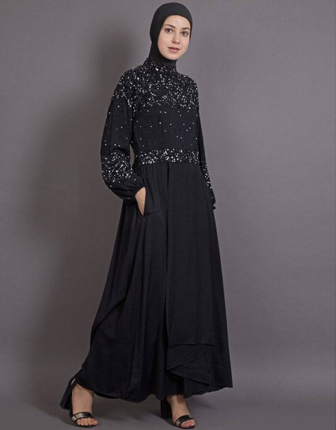 Dubai Embellished Burqown Black
