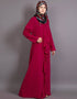 Modest Front frill casual Abaya Wine