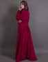 Modest Front frill casual Abaya Wine