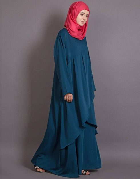 Islamic Overlapped panel casual Abaya Teal