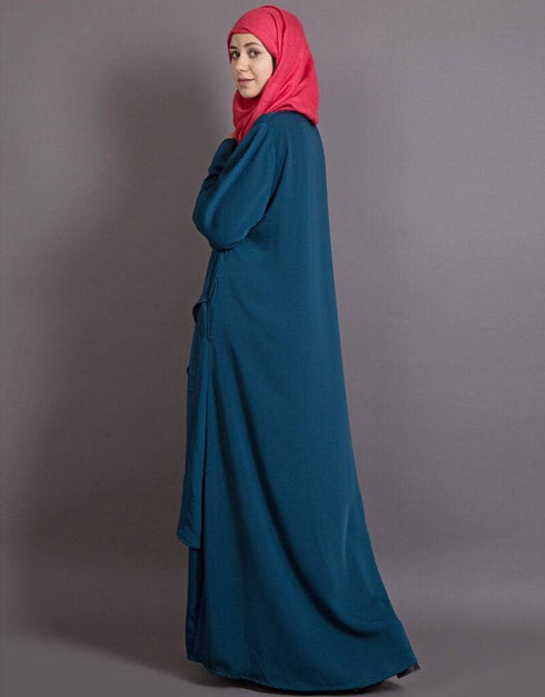 Islamic Overlapped panel casual Abaya Teal