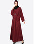 Arabic Circle Pleated Abaya Maroon