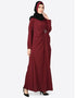 Arabic Circle Pleated Abaya Maroon