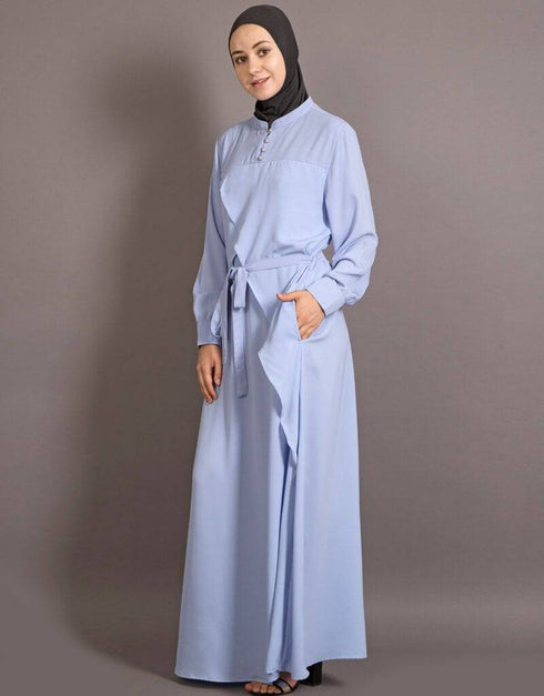 Women Yoke At Chest Triangle Panels Collage Girl Abaya Blue
