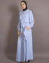 Women Yoke At Chest Triangle Panels Collage Girl Abaya Blue