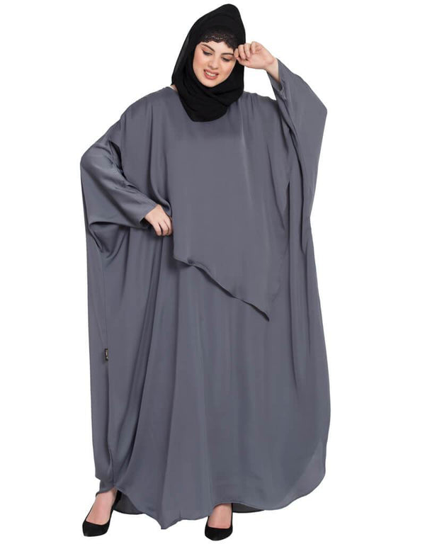 Muslim Extra Panel Nursing mother Abaya Grey